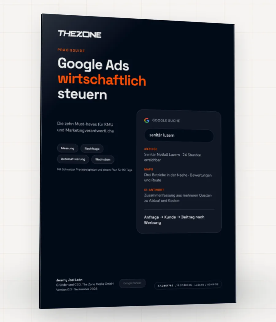 Cover des Praxisguides Google Ads wirtschaftlich steuern